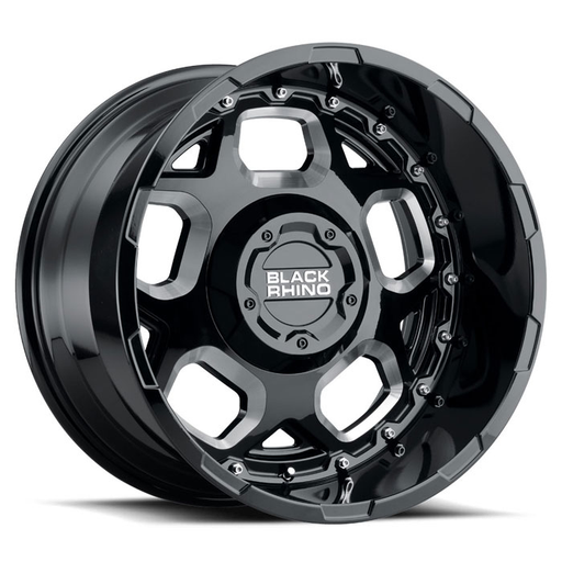 GUSSET 20X9.5 5-150 6P C110 GLOSS BLACK W/MILLED SPOKES