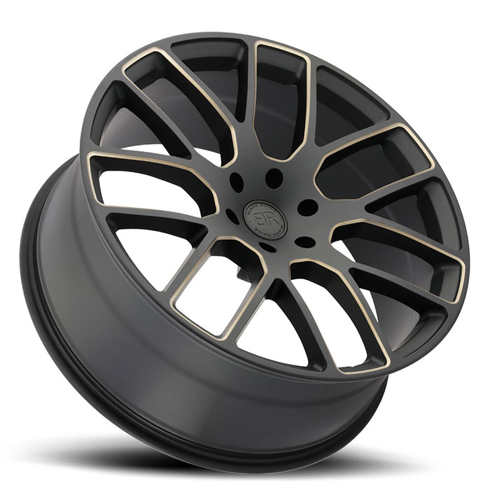 KUNENE 22X9.5 5-139.7 20P C78.1 MATTE BLACK W/DARK TINT MILLED SPOKES