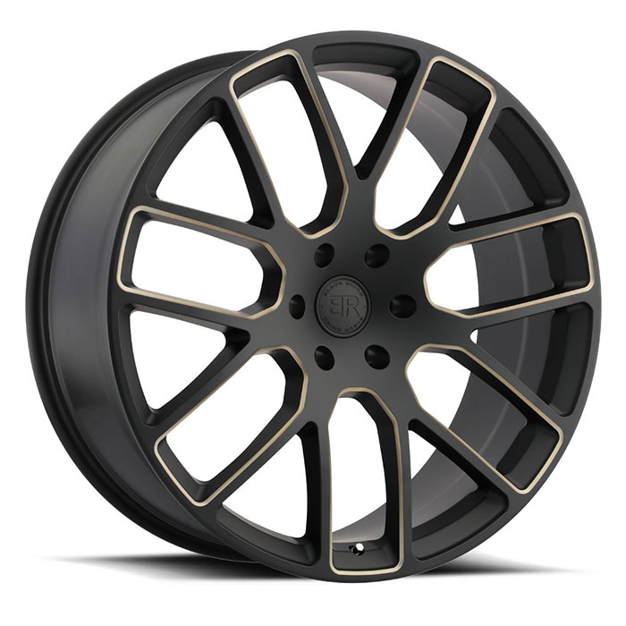 KUNENE 22X9.5 5-114.3 30P C76 MATTE BLACK W/DARK TINT MILLED SPOKES